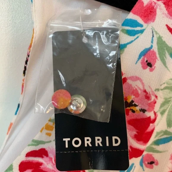 NWT TORRID Women’s Ivory Ditsy Floral Gauze Button Front Tea-Length Dress Sz 2X - Picture 12 of 16